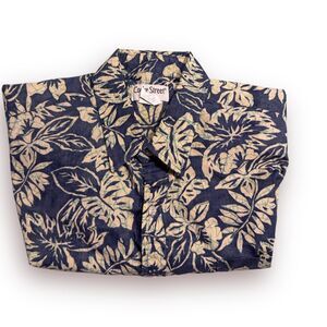 Cooke Street Honolulu Shirt Size L Button Down Shirt Hawaiian Shirt‎ Floral Blue